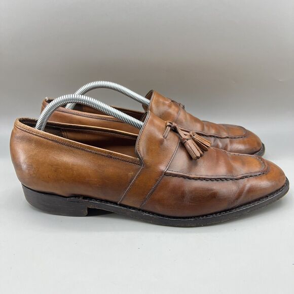 Barker Custom Grade Tassel Loafers Men Size 10 11 US Brown Leather Slip On Shoes - Picture 1 of 11